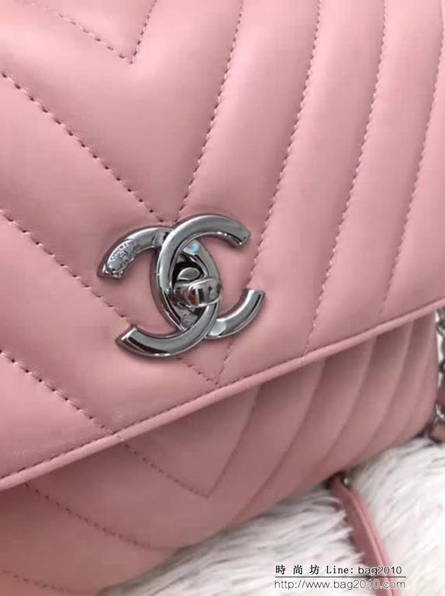 香奈兒CHANEL 92236 V格2018秋冬小羊皮手提肩背斜背鏈條包 DSC1074